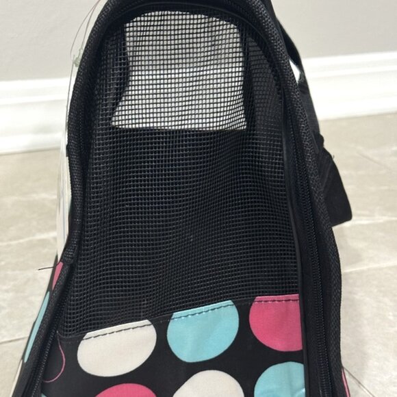 Dog Cat Carrier Polka Dot Soft Sided Pets Portable Folding Polyester Bag - Picture 10 of 13